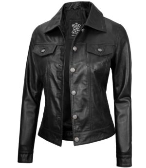 Classic Black Leather women's Jacket